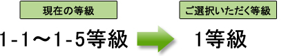 現在の等級 1-1～1-5等級 → ご選択いただく等級 1等級